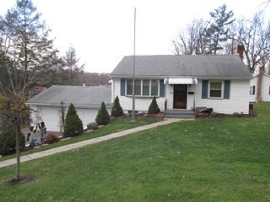 Well maintained, 1 story ranch with 2 bedrooms, 2 bath, renovated upstairs bathroom, nice laminate flooring in living room, partial finished basement with small family room area also a finished office den area. Central air, wall heater in basement also large lot and big storage shed with 2 car garage. Great deal for the price.