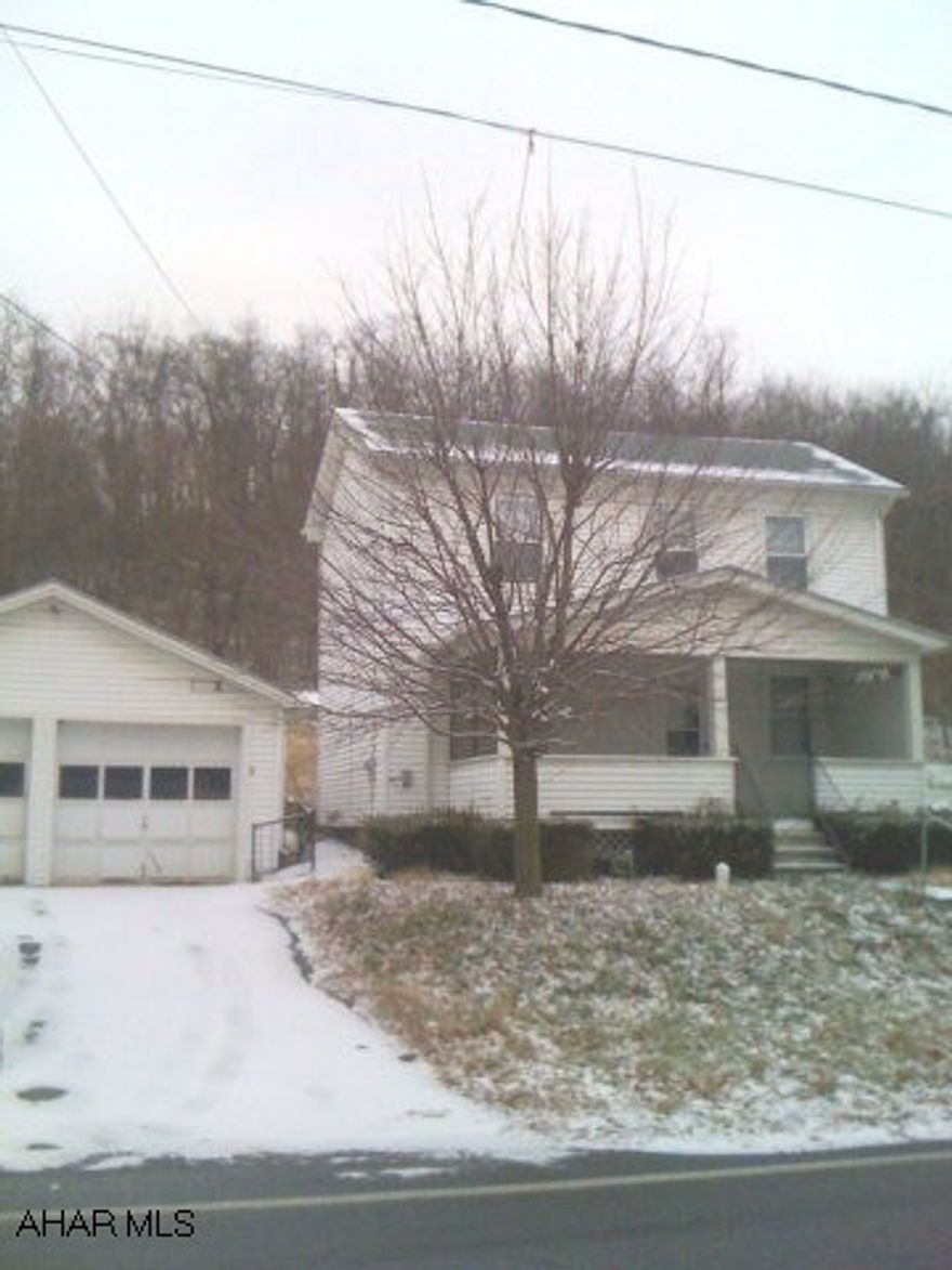 Frankstown 3 bedroom, 1.5 bath home on great lot with 2 car detached garage. Updated breaker panel, newer vinyl siding, vinyl windows, & roof. Home needs a little TLC, but great property for $49,950.