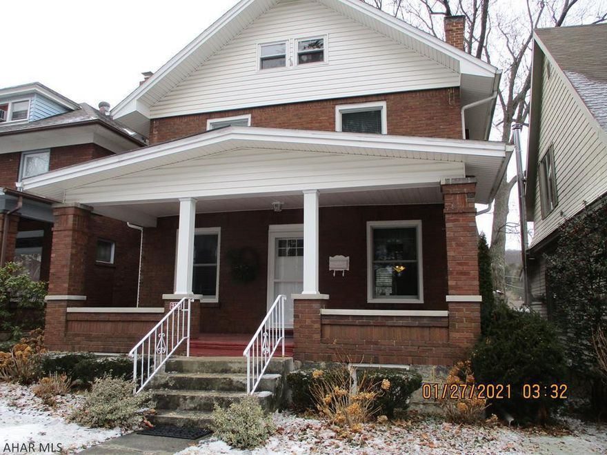 A MUST SEE -- this classic Fairview brick home features spacious living and dining rooms, huge bathroom, many new windows, gas fireplace, original stained glass windows and beautifully maintained woodwork throughout.  Pocket doors from living to dining rooms feature beveled glass for a wide open appeal.   Inviting open front porch for those warm evenings in the coming spring and summer months.  Large deck off kitchen for more private family gatherings.  Unfinished attic provides storage space or could be finished for a fourth bedroom.  Updated furnace.. Seller will also include mirror in rear bedroom, mirror and dresser in front bedroom and decorative shelf in the kitchen.  PLEASE OBSERVE ALL COVID-19 PRECAUTIONS including gloves and masks.