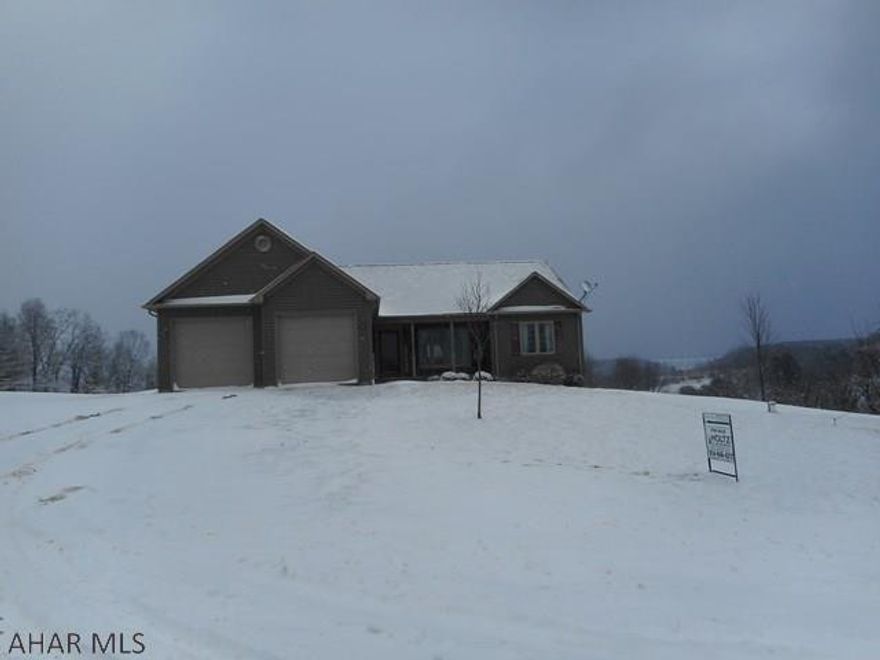 Great custom built ranch home in good condition in a nice rural setting. Fabulous kitchen with lots of cabinets and built in appliances, dining area off kitchen (open floor plan). Three bedrooms and two baths. Master bedroom has walk in closet and full bath off with tub and separate shower. Laundry area. Full basement with drywall walls (unfinished). Great view!