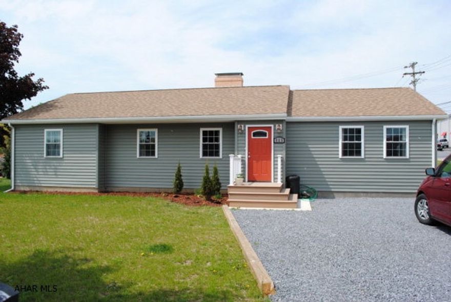 Completely rebuilt three bedroom, two bath ranch.  Brand new kitchen addition with beautiful maple cabinets, huge butcher block  island, double wall oven,convection oven, glass cook top, deep porcelian sink.  Brand new master bath with corner Jacuzzi tub, separate shower and double sink.  French doors in master bedroom lead to backyard.  Refinished hardwood floors throughout. Dual heating system, heat pump with back up oil, new oil tank, central air.  New energy rated windows. New roof, new siding, chimney lined and capped.  New 2 x 6 studs and above rated insulation. New French drainage system with sump pump installed around foundation. Basement is plumbed for an additional bath.