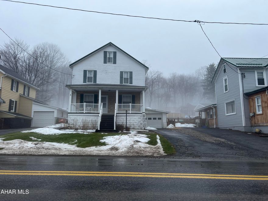 Alumn sided two story home featuring 3 bedrooms, Kitchen, Living room, dining room and bath. One car attached garage. Oil hw heat.