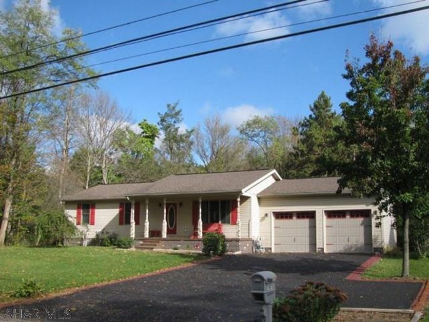 Bellwood Ranch home with easy access to Interstate 99!  This home offers LR w/HWF, Kitchen & dining area w/tile floors! 3 Bedrooms & 3 Baths!! Family Room w/unique Tiki Bar area!  2 car attached garage, deck & shed!!  Heating bills average only $50/mos!!