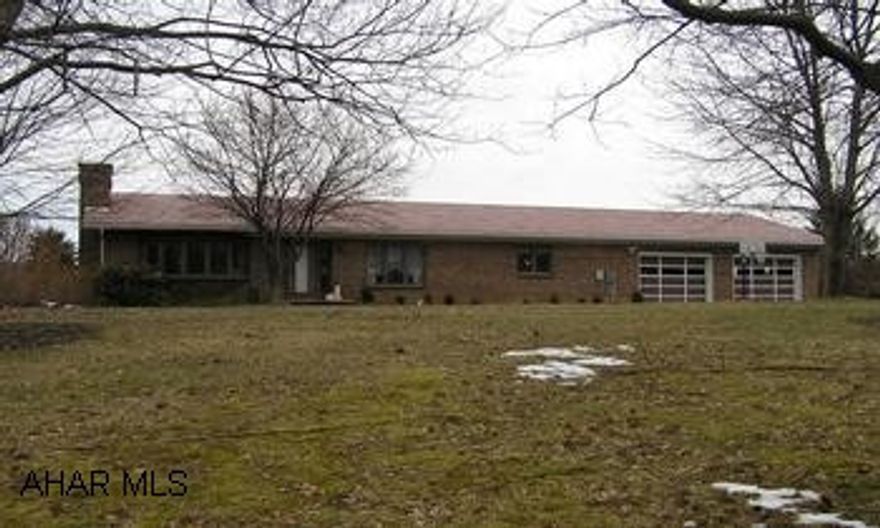 Sturdy Brick Ranch, 3BR/2BA, full partially finished basement. 2-car attached garage on 1+ acre. Beautiful ornate ceilings in every room, 3 entrances to garage - interior, exterior and garage. Central air, wood burning fireplaces in both living room and basement recreation room, laundry area in kitchen & basement.