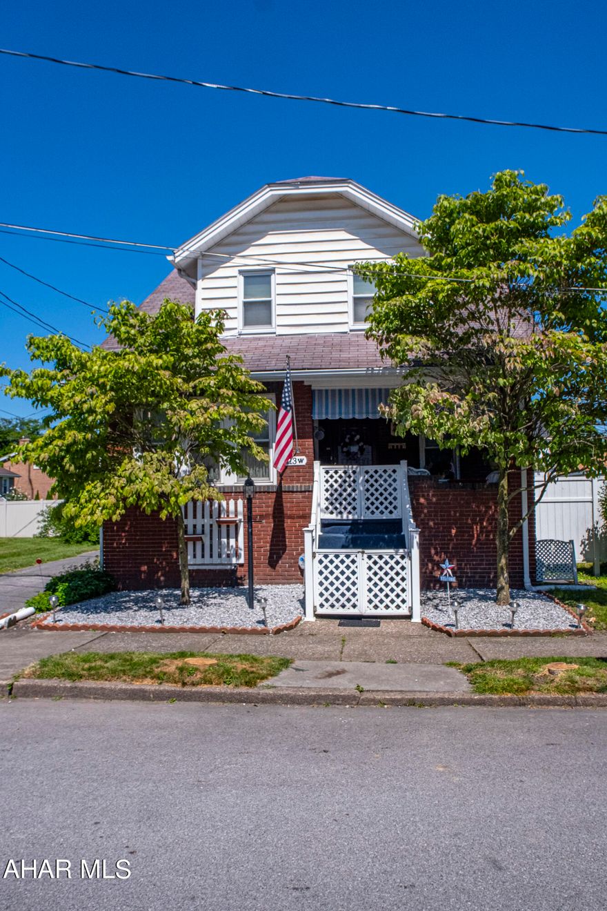 Nestled on a corner lot, this solid brick home offers timeless appeal and impeccable maintenance, boasting 3 bedrooms, 1 bath, and first floor laundry, ensuring practicality and ease. The gas fireplace in the living room is perfect for cozy evenings and the Central air conditioning provides comfort. Detached 1-car garage for secure parking or additional storage. Outside, enjoy the fenced yard with a charming deck and patio, offering a space for entertaining. Recent upgrades include newer windows and doors, enhancing energy efficiency and aesthetic appeal. Located for convenience, near Penn State Altoona's Campus and the nearby UPMC hospital branch. Owned and cared for by the same owner for nearly 40 years, this residence presents a rare opportunity for low-maintenance living in a desirable neighborhood.
