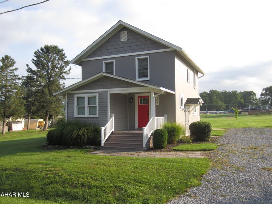 Great in town location with lots of outdoor space and a nice view. Being a spacious and flat property, it would allow for possible future addition if this 2 bedroom, 1 bathroom is cause for more living space. This neat 2-story was recently remodeled and has a nice open 1st floor layout, with laminate flooring, recessed lighting and newer appliances. Oak hardwood stair treads with carpet runner. Walk-in closet with unique storage options, tile floor in bathroom where washer and dryer is conveniently located on 2nd floor. Closed in covered patio allows for outdoor activities and or storage. Taxes and square footage to be confirmed by buyer.