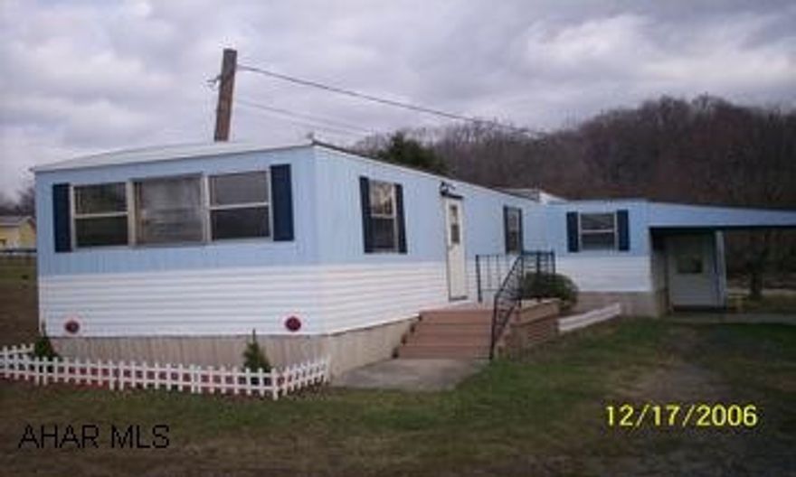 12x62 Mobile Home on .8 Acre. Antis Twp. Blair Co. PA .8 Acre, Mobile Home with Well & Septic, Good Condition, Move Right In, Kitchen, Dining, Extended Living Room-3 Bedrooms, 1 Bath, Washer & Dryer, Call Dan Laratonda