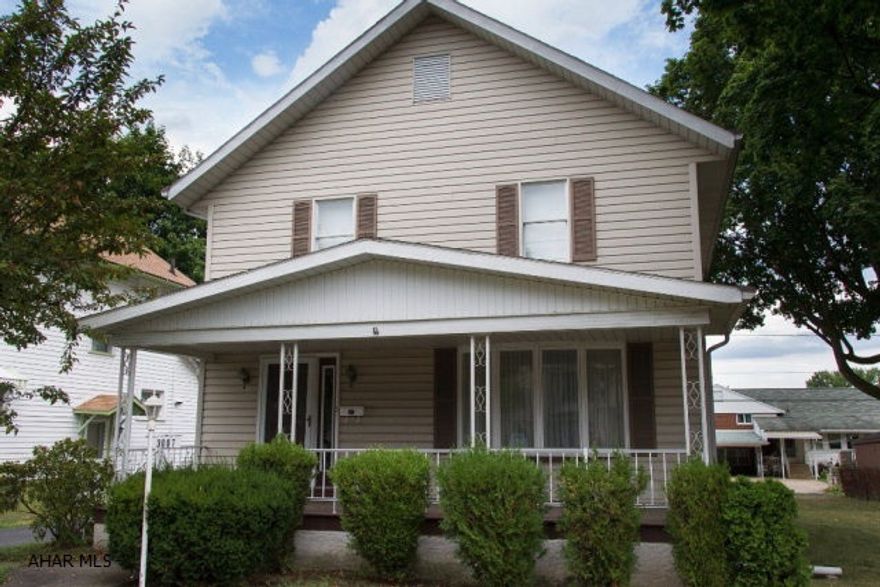 This 3 bedroom home with a garage is situated in the highly desirable Columbia Park area.  Wonderfully appointed with spacious rooms, you'll enjoy central air to stay cool in the summer and the radiator heat to stay warm in the winter .  Close to all of the recreation and entertainment that Altoona has to offer and when you're back home, a wonderful outdoor covered patio and a covered front porch allow you to enjoy the outdoors.  Thermopane windows and vinyl siding help keep the maintenance of this home to a minimum.  All that is waiting is for you to bring your finishing touches to call this house your home.  Please call the listing agent for your private tour today!