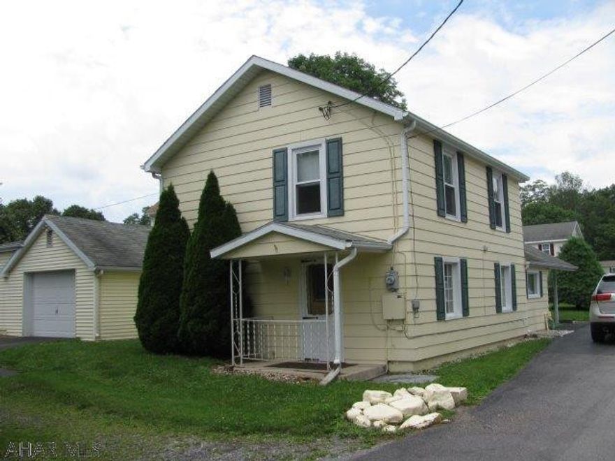 Well cared for Bellwood home on a double lot! This home includes a LR., spacious Eat in Kitchen w/snack bar, appliances, & 1st floor laundry/work room. 2nd floor w/full bath & 3 bedrooms. Attic storage, shed, & 2 car garage! Covered patio and level yard to enjoy the outdoors!