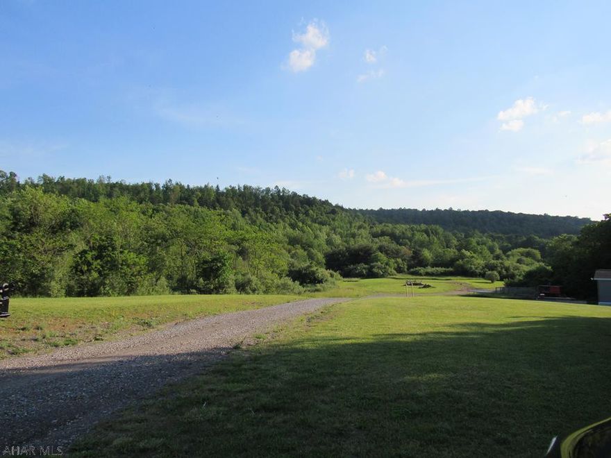 This was an old strip mine, then used as a race track, and now leased to three trailers.  Municipal water and sewer so there is an opportunity for more trailers on the lot.  The ground is mostly brush covered.