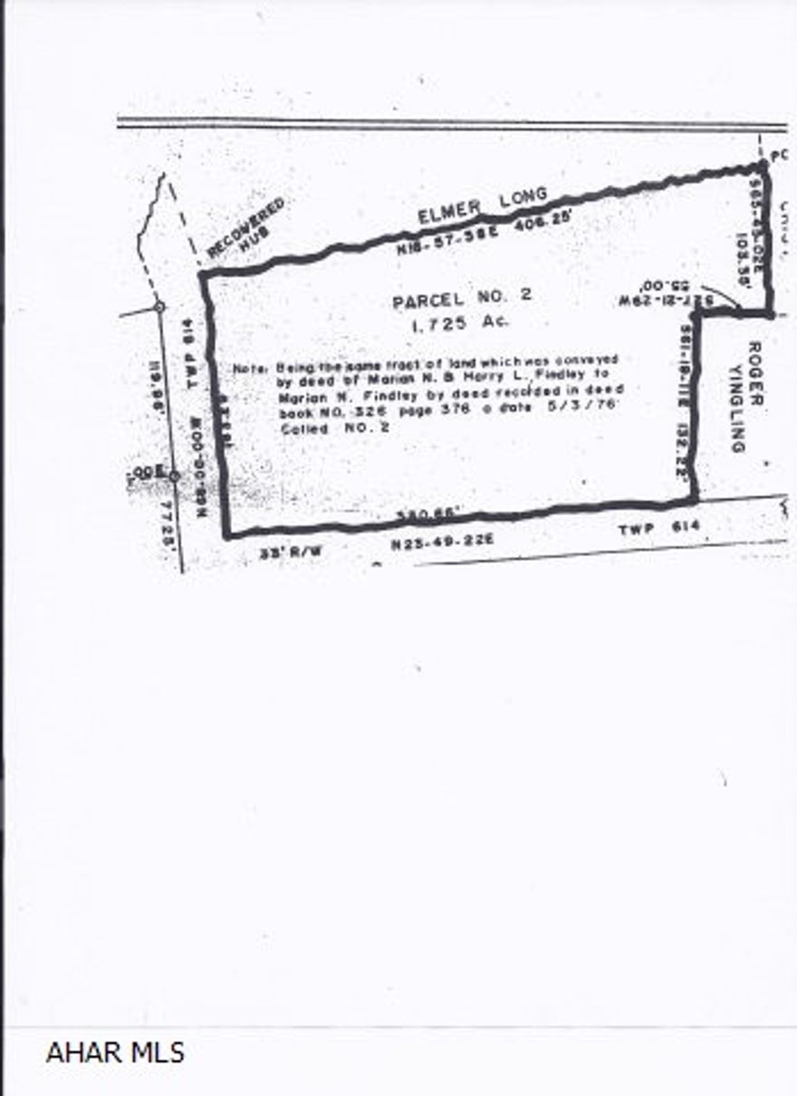 1.725 acres in Imler. Singlewide and shed not included. Well in place.  Public sewer