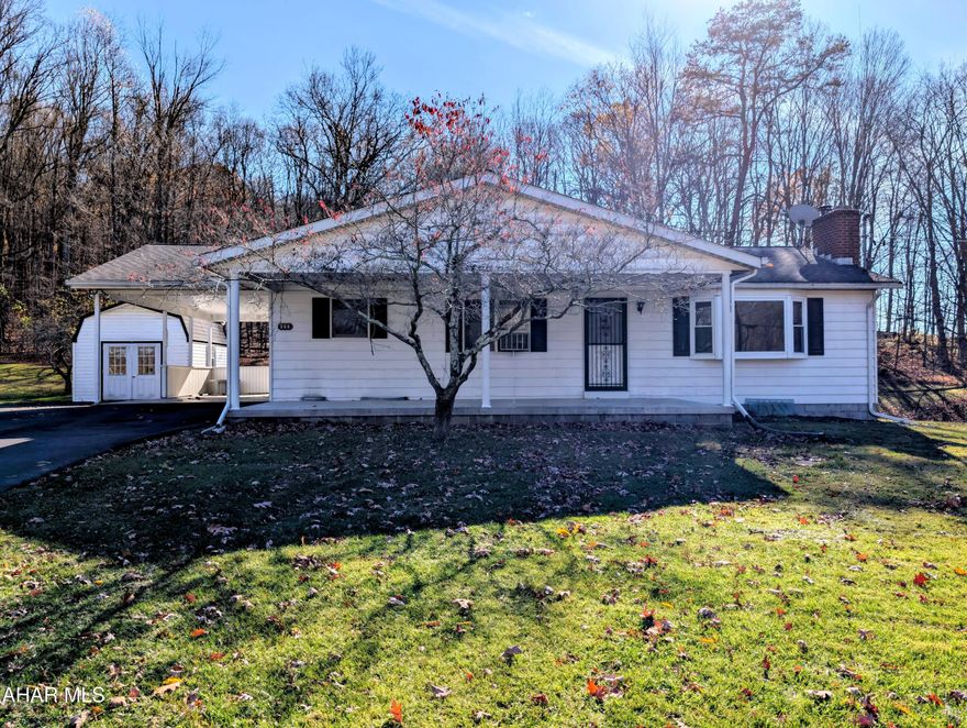 Nestled in the heart of the Allegheny Mountains sits this well maintained ranch home.  Beautiful views from all sides.  The house has a covered side porch and front porch for all your wildlife and scenery watching.  The kitchen is open to the dining room which is open to the large living room with wood fireplace.  The bay window in the living room brings the beautiful views from the outside into the home.  The main bedroom has an attached full bath.  The basement has lots of potential to be additional finished living space.  Plus there is a wood burner and workshop space! Nice paved driveway off the main road makes additional parking and exiting easy.  Close to Rt 96, I68, Pa turnpike, Rt 30, Cumberland Md, Bedford and Somerset.