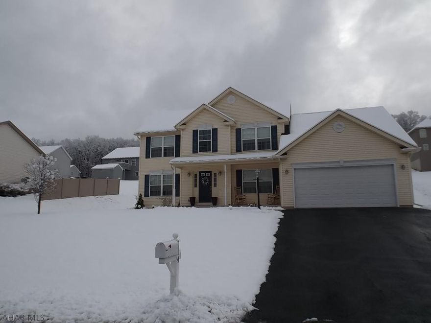 Open foyer to 2nd floor. 1sr fl den has French doors, eat in kitchen with farm sink, granite countertop & pantry. Family room w/fireplace. Master bath-double bowl sink, jetted tub with stand up shower. MBR has walk in closet. New deck with pergola. Some new lighting. Pleasant Valley School