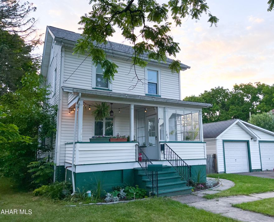 Hollidaysburg Schools - 3 beds, 2 baths, plus so much more. Bonus room on the first floor with en-suite bathroom and backyard access could be used as an office, bedroom, or living space. Spacious third floor could be a great bedroom, library, creative space, or hang-out space. This house boasts 1585 square feet with forced air heating and Central A/C. Two-car detached garage. Large backyard with dark, rich, fertile soil for gardening and the most breathtaking Willow tree - a backyard just begging for pets and people to spend their afternoons out there. Stainless appliances in the kitchen with an abundance of cabinet storage. Beautiful, bright natural light throughout the house. Original wood floors!