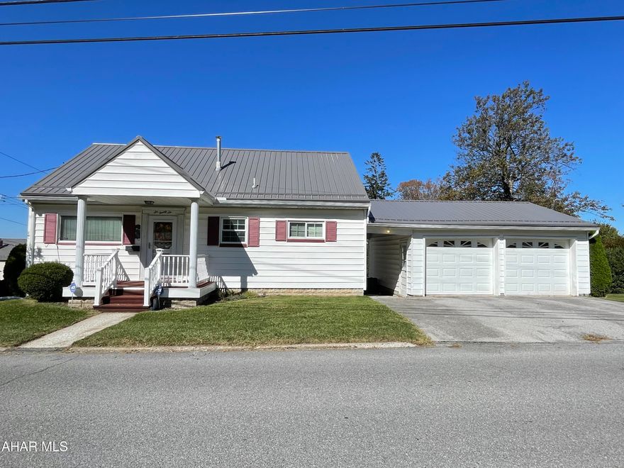 Welcome to this well-maintained 4 bedroom 1 bath home nestled on a level corner lot in Cresson Borough. The home offers a two car detached garage protecting your vehicles from the weather. This charming property combines the timeless features of wood cabinets and hardwood floors with major recent mechanical upgrades such as the new roof in 2024, newer windows and a compliant sewer line giving peace of mind for its new owners!  The first floor offers an eat in kitchen with beautifully laid tile flooring, sunroom, living room, full bath and two spacious bedrooms.  Upstairs you will find 2 large bedrooms.  Laundry hookups are in the walkout basement.  Call today to schedule your showing.