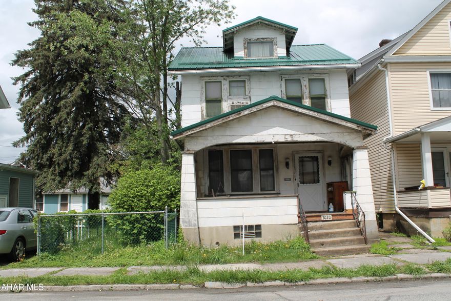 Handyman special in a great neighborhood. This property needs some TLC. 1/2 bath on the main floor and a full, very large, bathroom on the second floor. Main floor offers space for a Living room, dinning room, and an eat in kitchen. The basement also is plumbed with a shower, toilet and sink. Private yard, garage and off street parking out back. Walk up attic that was heated and could be restored to a 4th bedroom. Metal roof was installed in 2019 and the furnace is newer as well. House being sold as is.