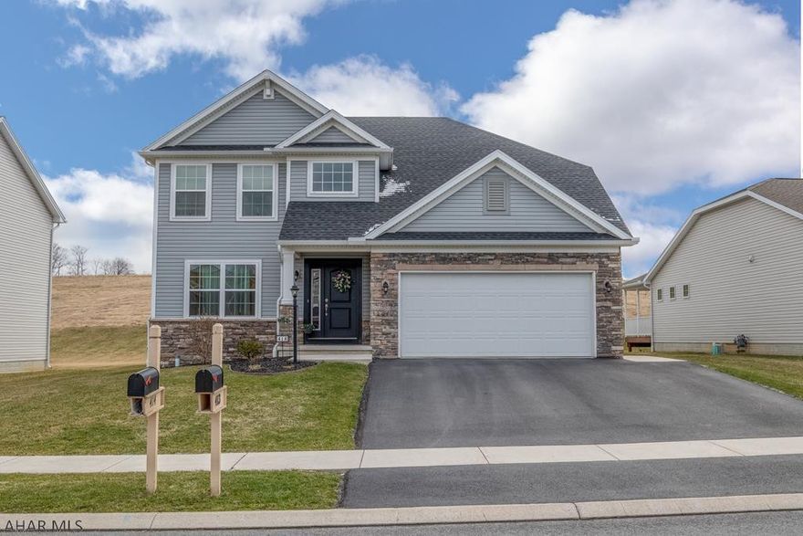 This home is immaculate. Built in 2013. One owner. Beautiful Eat in Kitchen with large Island, 5 Burner SS Stove, Ceramic Floor and a Pantry to die for! All SS Appliances Stay. Living Room is Cozy with Gas Fireplace and New Carpet. Formal DR with Gorgeous HW Floors. Convenient 1/2 Bath for Your Guests. The "Gorgeous HW Floors" continue through the 1st Floor and up the Steps to the 2nd Floor. The second floor has all New Carpeting throughout. The Master Bedroom is Large with a Huge Walk in Closet and Master Bath. Convenient 2nd Floor Laundry. Basement is Partially Finished with a FR and Lots of Storage. The lot is Beautifully Manicured with Strategically placed trees for privacy. You will Love the Deck, Patio and Hot Tub area. Great for entertaining.