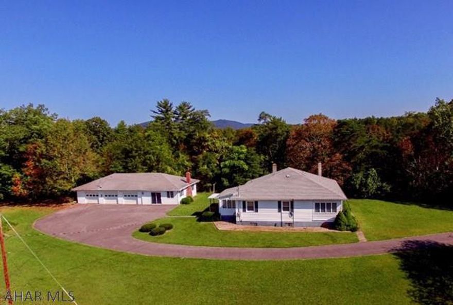 A country treasure! Spacious ranch home on 78+ acres with detached 3 bay garage that has an attached bonus room featuring a beautiful custom fireplace that begs for family gatherings. Home has 3 bedrooms, 2 baths with sprawling floor plan and finished basement featuring a family room and bonus room that could easily be a 4th bedroom. Original hardwood floors under current carpet. Breathtaking views that go on for miles. Black topped drive. Central air. Original owner. Property has a stream and is primarily wooded that has never been timbered. Turn key and so well maintained. This type of property doesn't come along very often. Right of way in deed from Artemas Rd to access lower part of property.