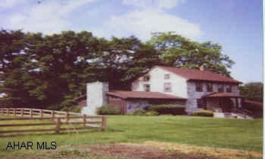 EXCEPTIONALLY WELL BUILT FARM HOUSE 1836. 7.39 ACRES, 80X70 BANK BARN, 7 LARGE HORSE STALLS, BARN COMPLETELY RESIDED AND NEW ROOF. CABLE, PHONE, WATER RUN TO BARN. (LOW TAXES). AVERAGE UTILITY COST ELEC. HEAT PUMP $200 PER/MONTH.