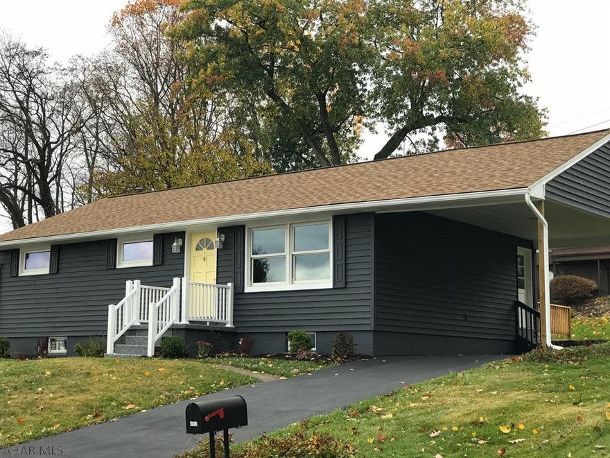 SWEET UPDATED RANCH IN HIGHLAND PARK/BAKER SCHOOL AREA on safe and quiet street with no through traffic!  3 bedroom and 1 1/2 bathrooms for one floor living.  New thermopane windows, new vinyl siding, new deck off kitchen, new central air and newer high efficiency furnace, new bath fixtures and beautiful vinyl and ceramic flooring. HW under carpet in bedrms.  Eat in kitchen has pass through to living room. New recreation room in basement has recessed lighting and beautiful ceramic floor plus a handy 1/2 bath...This room would be a great theatre or media room. Walk to Highland Park and minutes from Baker School, Logan Valley Mall, theatres, restaurants and interstate access.  Don't wait! Call for your appointment NOW and be in this sweet new home for the Holidays and New Year!