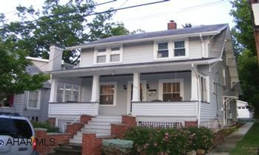 Great borough home on nice lot w/ 2 car detached garage...New heating system and central air in Jan. 2007.Nice hardwood floors throughout and large attic for storage..  Large living room and formal dining room plus sunroom /den.  .basement is partially finished and ready for full bath. Nice front porch and back deck.Call Dianne 329-1856 for your showing...