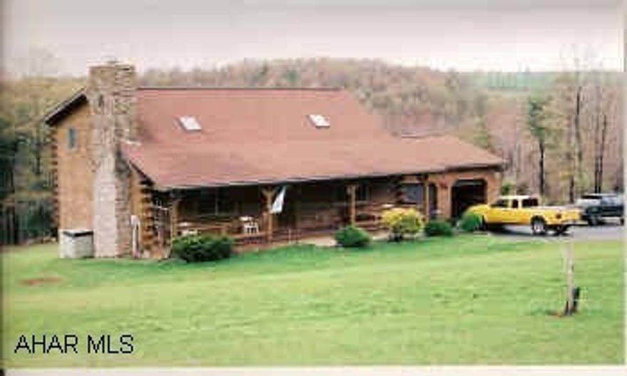Beautiful 2 Story ,1800 sq ft log home in Country Setting, Greatroom with Beautiful Stone Fireplace, Skylights,Sunroom,Central Air,Pool Barn,3 Stall bank barn with tack room, Spring Fed water Ring,Stream, 7Acres fenced Beautiful View with Deer & Turkey. Beautiful 2-story, 1800 sq ft log home in country setting, greatroom with beautiful stone fireplace, skylights,sunroom,central air,pool barn,3 stall bank barn with tack room, spring fed water ring,stream, 7-Acres fenced beautiful view with deer & turkey playing in the back yard. Near  State Game Lands.