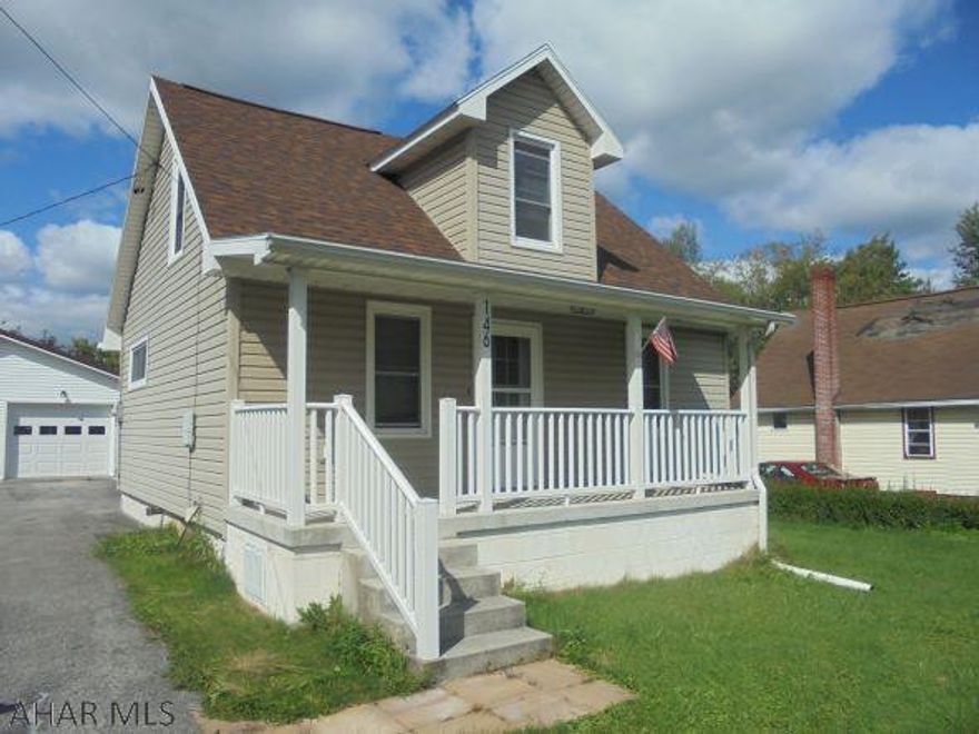 Ebensburg- Cozy 3 BR, 2 BA vinyl cape cod  on 60' x 200' lot.  There is a 24 x 40  detached  garage.  New roof and newer windows.  Gas, hot water heat.  Priced to sell at $104,900.