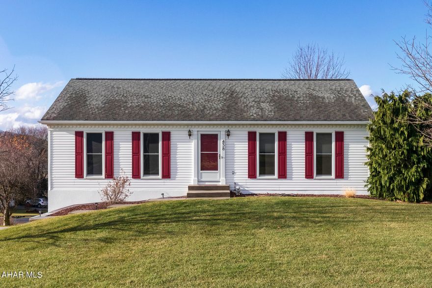 This well maintained one story home is located in the Rolling Hills development, Frankstown Township. Many updates have been made during seller's ownership, new flooring 2021, remodeled bathrooms (2009). outside steps and retaining wall new (2020). Deck and all doors, windows, stucco, well pump in 2013...3 bedrooms and two full baths, family room in basement, 2 car oversized garage..32 acre lot.  Open House December 11th 1:00-2:30