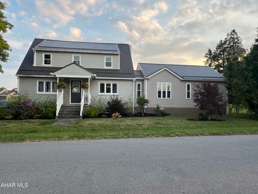 3 bedroom, 2 bathroom home in Bellwood Area School District. This home offers a 1st floor primary bedroom and bathroom with vaulted ceilings. Also on the 1st floor is a great room w/ vaulted ceilings and fireplace, dining room, living room and kitchen. The second floor has been recently remodeled with 2 large bedrooms and full bath. Beautiful entertaining space with deck off the primary bedroom and paver fire pit area. This home has a new metal roof, new windows and Central Air system. A gem in the borough! This sale is contingent upon the Seller completing the construction of and successfully closing on the purchase of another property. Estimated completion date is mid-August.