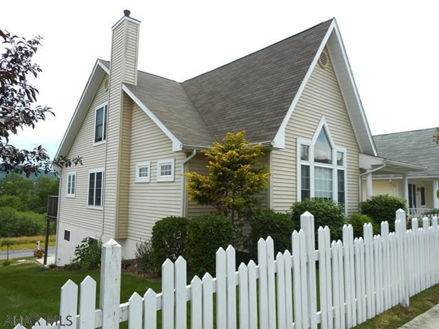 Looking for one story  living. This bright and airy home is one of the larger cottages in the development. Situated on a corner lot with a side yard.  1st floor features  m. bedroom, full bath, convenient laundry rm. Living rm has a gas fireplace and a cozy offset with vaulted ceiling. Custom design  kitchen with lovely cabinetry, breakfast bar  and desk., formal dining rm. Deck off the kitchen has  a terrific view of the mountains.  2nd floor has a den and bedroom, both with large walk-in closets, and full bath. Downstairs is a spacious daylight family rm with access to a   private concrete patio with a lovely landscaped yard. This is a very special property that has been beautifully maintained.