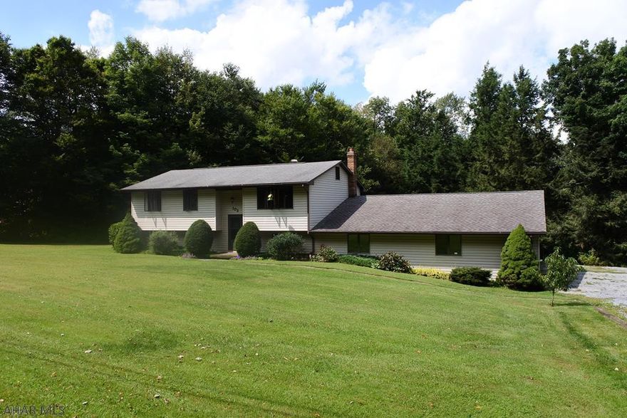 Roomy split entry on almost a full acre lot.  4 BR's plus a bonus room, entry level mudroom, Kitchen appliances will stay.  Attached 3 car garage with new LED lighting, separate 1 car garage/shed, tree house and storage pavilion for wood.  Multiple heating sources...wood, coal, oil and electric...you choose!  Country setting, but not too far from downtown Ebensburg.