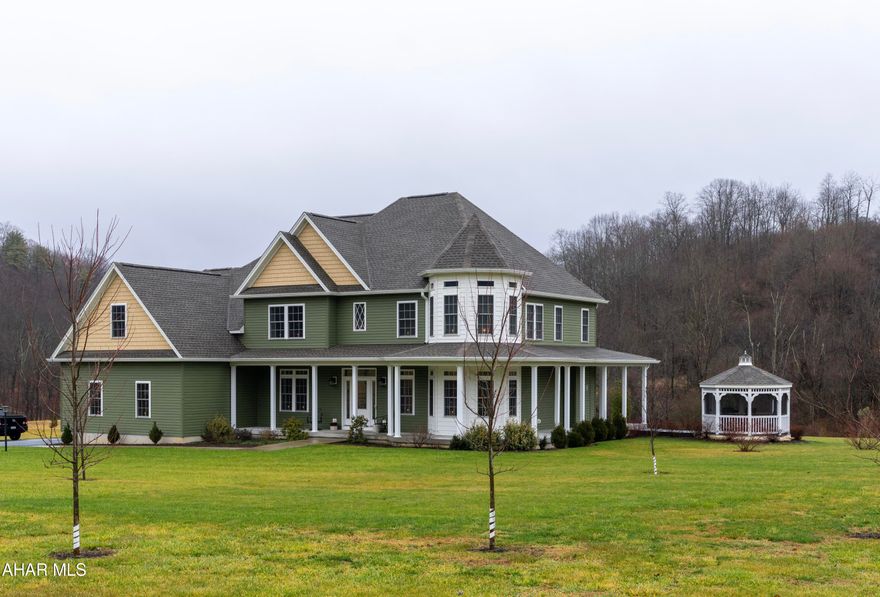 Stunning custom built home, on 2.69, acre in Scotch Valley.  This 2018 home was built with every detail in mind.  See the Beautiful  Hickory Hardwood flooring throughout the home. Plus, custom blinds, custom kitchen Cabinets, Granite Countertops, Wine Refrigerator, floor to ceiling Stone Fireplace and 2 Bosch high efficiency heat pumps  to keep you warm in the winter and cool in the Summer.   The 1st floor features an open floor plan,  with a formal dining room, first floor bedroom, 3/4 bath, laundry room and  private study  with  French Doors ( the glassed Turret Room.)  The 2nd floor offers 2 large bedrooms with full bath , recreation room and impressive master Suite ( With a Huge walk-in closet and 6 ft jetted tub. There are 2 oversized heated garages and one detached garage, connected with a long, wide driveway. There is a wrap around covered porch that extends from the front of the house to the back of the house. Along with a new screened-in Gazebo that was added for your enjoyment both day and night.  New Roof installed in 2023. Plus, new extensive landscaping; trees, shrubs etc. Ask for your private showing today!