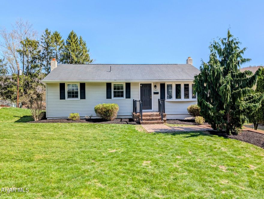 Sweet Ranch Home , easy care inside and out. Located in Bedford Borough within walking distance to Downtown Bedford. Three bedrooms and full bath on main floor. Cozy living room and eat in kitchen, that leads out to the spacious deck,  Basement is fully finished , could be 2 extra bedrooms . One is currently being used as the family room, also has a 3/4 bathroom with laundy area, plus 1 car integral garage. Outside has easy care landscaping that has been freshly mulched , paved driveway.  Heat pump for heating and also Central air. Don't miss out on this one!