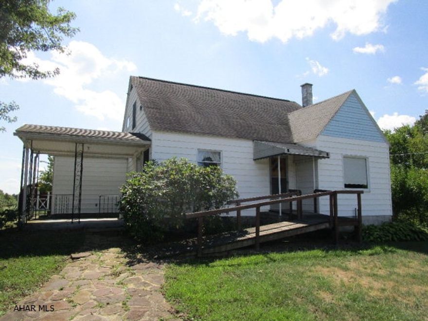 Ready for a new owner!!  This cozy cape cod home offers a living room, dining area or den, kitchen and two bedrooms-one with a full bath and laundry on the main level.  Second level offers two more bedrooms, a full bath and bonus room.  Oil hot water heat, 200-ampere electric, city water and private sewer.  Large 2-acre lot with some amazing views!  The lot would allow for home expansion or a nice garage.  Convenient location in the Fishertown area, close to State Route 56 and just a few miles west of I-99.