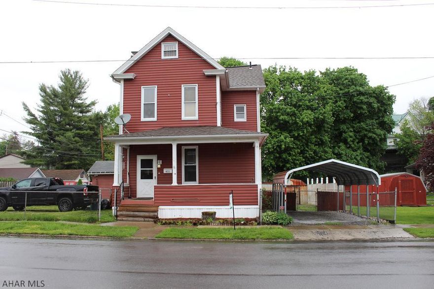 Location! Location! Location! 3 Bedroom, 2 full bath home located in the borough of Bellwood.  Featuring high ceilings, plenty of large windows to let the natural sunlight in, 1 car detached garage,  carport, fenced in yard, off street parking to the left of the house, and plenty of storage options in the basement and attic ! This home really has soo much to offer!