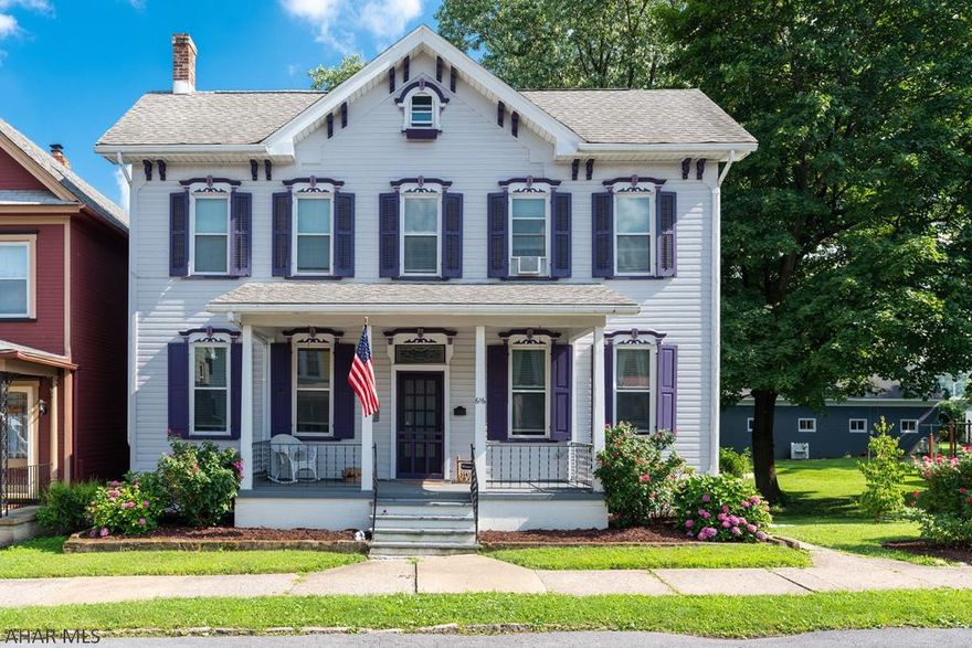 Hollidaysburg Borough...walk to Downtown events, the Post Office and shops.  Lovingly maintained 2 story, 3 Bedrooms, 2 updated baths, HW floors, new windows, First floor office or den....perfect for the person that works from home.  Check out the modern kitchen...beautifully redone with new counter tops, recessed lights and SS appliances.  Step out to the covered porch and enjoy the breeze....fenced area for pets, flat yard with perennials that bloom during each season.  Lots of off street parking in the rear.  The daylight basement is partially finished....step right outside to a storage area under he porch.  This home is a great combination of old charm and modern amenities...come check it out. Photos by Two20 Studios.