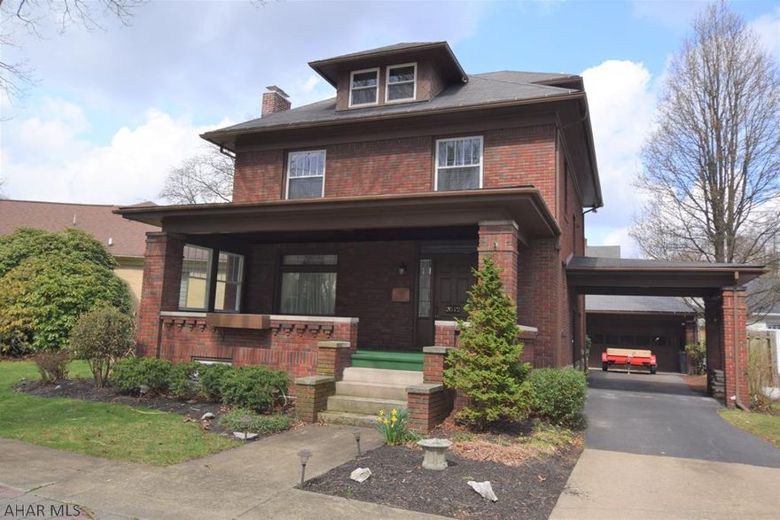 Stately brick home in one of Altoona's finest neighborhoods.   Old time character meets modern updating in this beautiful 4 BR, 1.5 bath home with first floor family room plus finished basement entertainment area with bar.  Replacement windows, Central Air, Hardwood under carpeting.   Large, comfortable third floor space to use any way you like... great 4th bedroom, office, craft room, etc.   Detached two car garage and a beautiful front porch for morning coffee and  lazy summer evenings.  I love this house.  You will too!