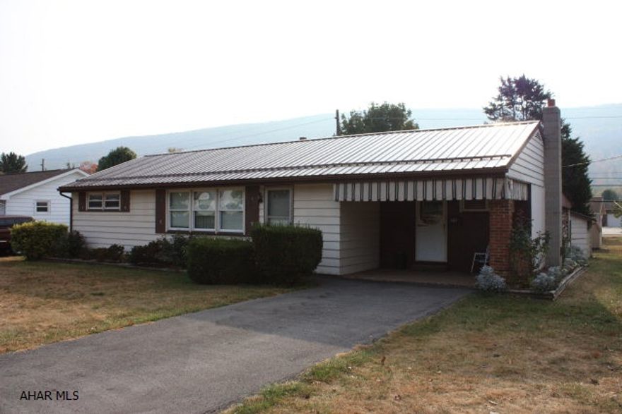 One floor living with close proximity to I99.  Ranch home with partially finished basement, nice size lot and shed.  Central Air, hardwood floors throughout, newer vinyl windows and a recently installed metal roof.  New hot water heater.  This house is a great buy, and is in move-in condition.  Large stove in the family room provides an additional heat source.