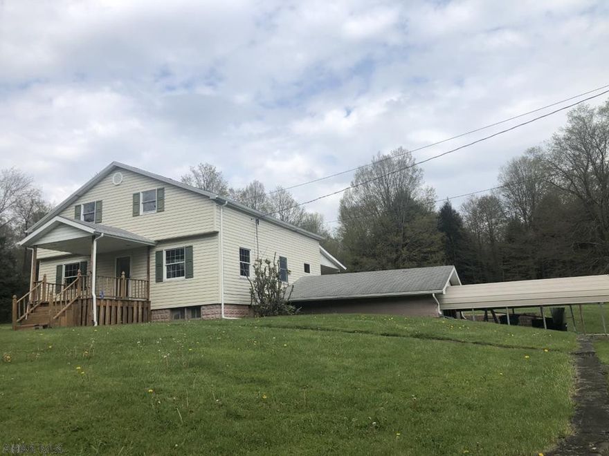 Two story house featuring 4-5 bedrooms plus game room and home office space. House set on level 2 acre lot in Central Cambria school district. 1 1/2 baths. Oil, hot water primary heat and wood/fuel furnace heat available. All new floor coverings and freshly painted. New refrigerator & stove. Large covered and uncover deck/patio space. Aluminum barn and wood shed available on property. Seller offering to pay $6,000 of buyers closing costs.