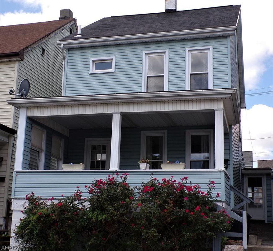 Neat and clean starter home with vinyl siding, replacement windows, shingle roof.  Updated FHA furnace, 100 amp electric.   Cozy front porch,  Rear enclosed porch and off-street parking.   Small BR could be office on second floor.  Semi-modern kitchen and bath.