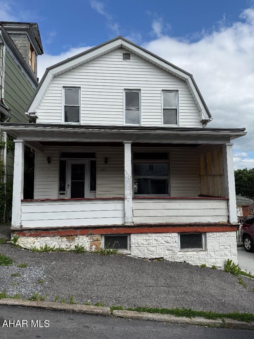 Two story home with durable metal roof. This property features 3 bedrooms and one full bath. Recent updates include new flooring throughout and a refreshed kitchen. Home boasts original woodwork. Enjoy the newer back deck and a front porch. Some cosmetic finishes are still in progress.  Seller has  installed  electric base heat for the second floor.
Street Parking.