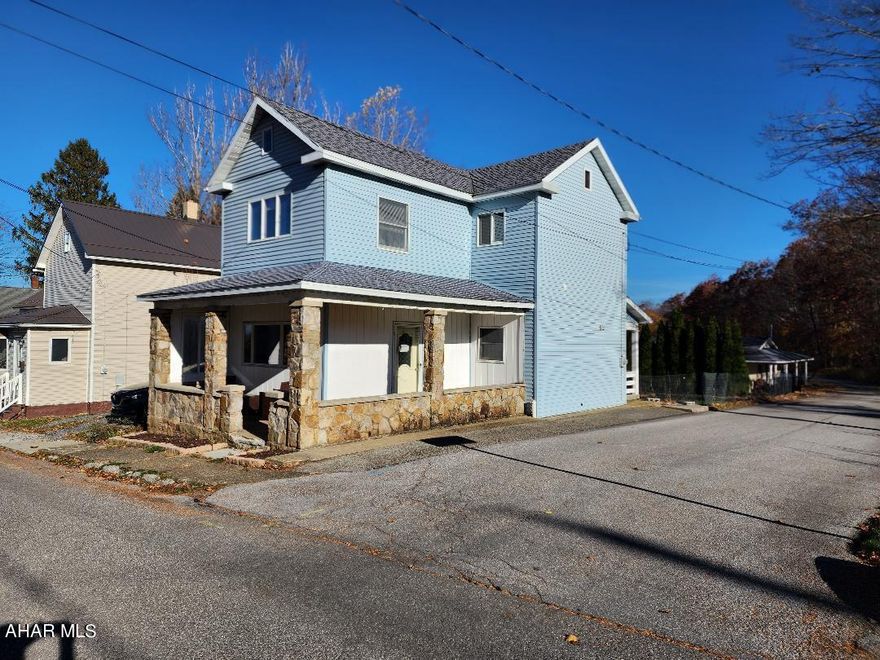 Come see this 3 bedroom, 1 bath spacious home in Penn Cambria school district. Home is located on a corner lot within walking distance to the public pool, high school, post office, and city park. The kitchen has ample cabinet space and countertops, comes equipped with the Stove and Dishwasher. Dining room has a bay window. Spacious living room that leads to the wrap-around porch. Second floor laundry. Master bedroom is large with a suitable closet. One other bedroom has a built-in desk. Most rooms have vinyl and other solid surface flooring. Partially finished room in the basement, and ample storage in the attic. Walk up attic is great for storage. Small back covered porch, stone patio, fenced in yard, and a very spacious shed with a workspace.