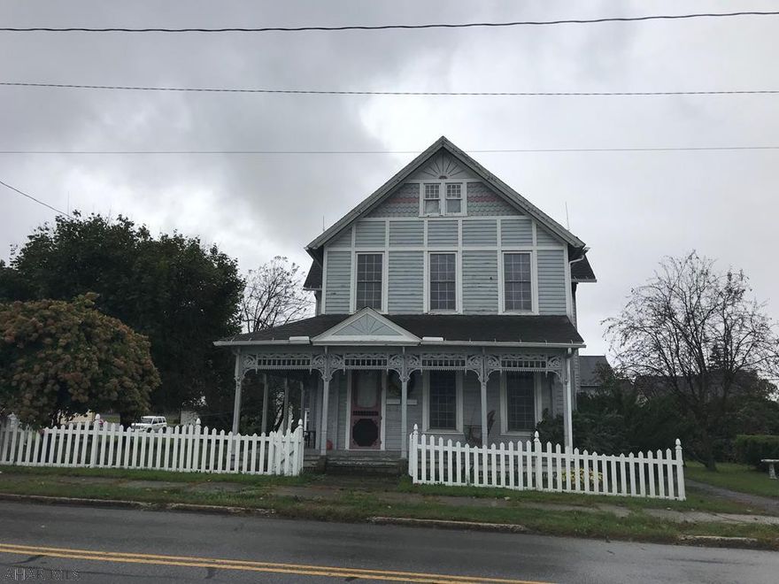 Beautiful Victorian Home in the borough. Three finished floors of living area. Three large bedrooms on the second floor with finished third floor that could be a bedroom or more family area. Large second floor bath, updated kitchen, original wood floors, large pantry, plus two story shed that could be converted to garage. Large lot in the borough with off street parking.