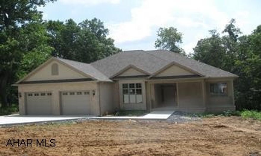 Brand New Greg Dempsie Home in Juniata Mills.  Bedford School District. Brand New Greg Dempsie custom built home in Juniata Mills. Vinyl and brick exterior, covered front porch, rear deck, paved driveway, 2-car attached garage, lower level cement patio from walk-out basement. Inside is spacious with master suite w/jacuzzi tub and separate shower. Custom cupboards, granite countertops, ceramic tile in kitchen and breakfast nook. Formal dining room with hardwood. Inviting gas fireplace in great room.  Two zoned heat and air.