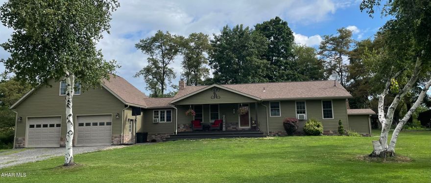Enjoy country living in this updated 3-bedroom, 2 bath ranch house! The spacious kitchen and dining area features an Elmira Stove Works range with a propane cook top and electric oven. Pick a porch on which to relax and enjoy the quiet view of fields and trees. The 32x32 garage offers plenty of space for vehicles and includes a bonus storage space. The basement is partially finished and ready for the next owner to make the space their own. Call today for your tour!