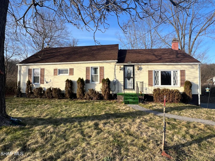Ranch-style single-family home. Just off US 22 within the Hollidaysburg School District. Features a new stone gas fireplace; new boiler furnace Dec. 2017; new well pump Jan. 2018; new septic system Jan. 2023. Enjoy the solitude of a country home with the convenience of living close to town. Taxes to be verified by buyer.