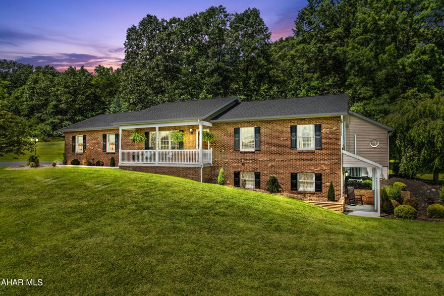 Be prepared to fall in love with this absolutely pristine property! Backyard paradise with custom patios, firepit, retaining walls, & pro-landscaping or just relax pond side and enjoy peaceful mountain views. Main level of home offers a great room w/ cathedral ceiling and stone fireplace; super functional and efficient kitchen w/ center island for bringing family and guests together; large dining room for all to enjoy, sizable owner suite bedroom w/ walk-in closet and bath; second bedroom w/ private bath; third bedroom and third (center hall) bathroom. Easy access main floor laundry with cabinetry. Finished basement w/ ground level walkout featuring a family room; wet bar w/ mini fridge; exercise room or den/office; and another full bath. Oil hot water heat, heat pump with central air, private well and public sewer. Two-car finished attached garage, large pole building w/ loft for additional garage space, atv and/or mower storage. Asphalt driveway, front vinyl fencing and a manicured lawn. All this rests on 6+ acres of open and wooded land. Central location just minutes to historic downtown Bedford but offering space, privacy, and scenic country views. This is a one owner home that has been meticulously maintained and updated through ownership.