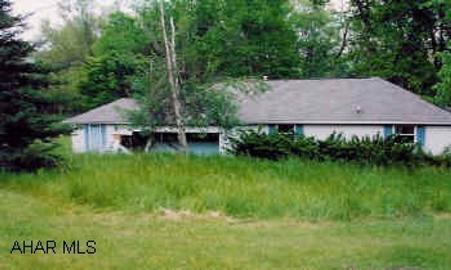 Blue vinyl ranch. River frontage.