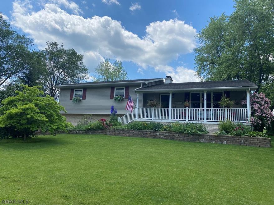 Lovely ranch home situated in a family friendly neighborhood in the Hollidaysburg School District. Within the past 3 years this home has had new vinyl siding, windows, entry walkway, and front porch. The new windows bring ample natural light and nice air flow throughout. One story living with 3 bedrooms on main floor and an updated and very spacious full bath. Sliding glass door off of eat-in kitchen leads to a private two-tier deck, a gorgeous garden, and a large flat yard with mature trees. So much room for family fun or relaxing under the shaded deck. There is more room to entertain in the basement family room with wood stove, which offers an alternative heat source. This home is well cared for and ready for you to enjoy!
