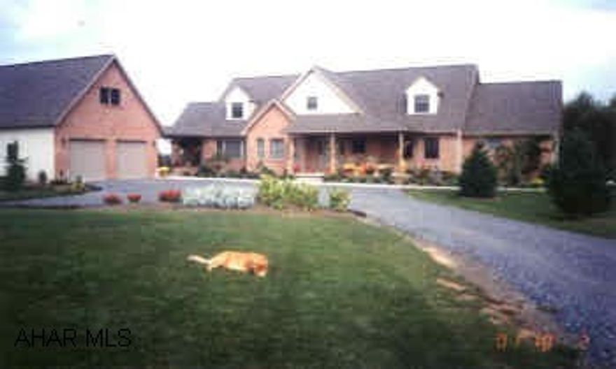 COLONIAL CAPE, BRICK AND VINYL, W/ 2 CAR DETACHED GARAGE STUNNING CAPE ON 3.6 ACRES SURROUNDED BY EVERGREENS. 36X40 POND.  1ST FLOOR  BEDROOM HAS HIS/HER BATHS.  1000 SQ FT FINISHED BASEMENT, SCREENED PORCHES, BEAUTIFULLY LANDSCAPED.